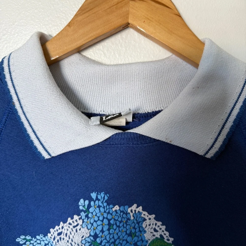 Vintage Morning Sun style floral collared sweater - Picture 4 of 5